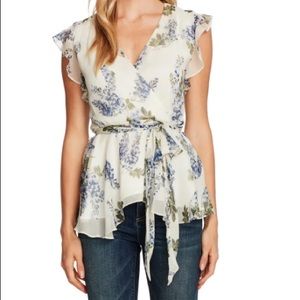NWT• Vince Camuto Weeping Willows Faux Wrap Top